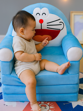 Doraemon Plush Kids Sofa Chair – Soft, Foldable & Comfortable Cartoon Couch for Toddlers