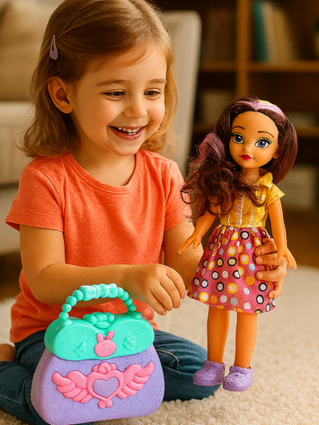 Fashion Doll for Girls with Colorful Dress & Cute Handbag | Stylish Beauty Doll Toy Gift Set
