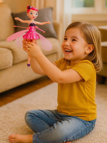Flying Fairy Princess Doll Toy – Hand Sensor Infrared Induction Helicopter Doll for Girls (Rechargeable, Pink)