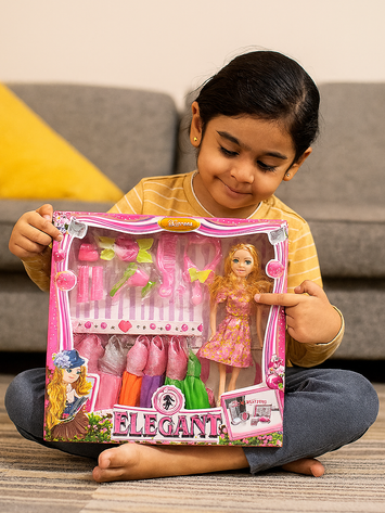 Elegant Beauty Doll with Fashion Dresses & Hair Accessories – Pretend Play Toy for Girls (3+ Years)