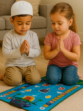 Interactive Muslim Kids Prayer Mat Toy – Educational Salah Mat with Voice, Lights & Touch Functions (Multilingual)