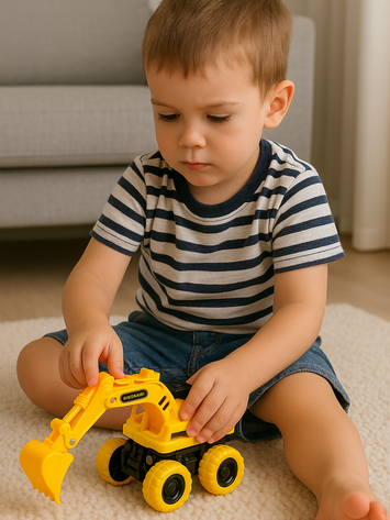 Friction Powered Excavator Toy Truck for Kids – Heavy Duty Construction Vehicle with Big Wheels | Yellow Digger Toy for Boys & Toddlers 3+