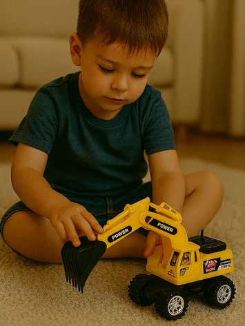 Heavy Duty Excavator Construction Truck Toy – Friction Powered Yellow Digger for Kids | Realistic Building Site Vehicle Toy for Boys 3+