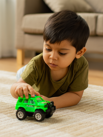 Green Power Jeep Toy for Kids – Monster Off-Road SUV with Big Wheels & Police Lights