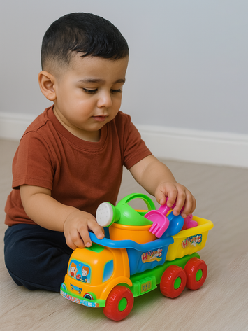 Kids Gardening Truck Toy Set – Colorful Beach & Garden Tools Toy Truck for Toddlers (Multicolor, Age 3+)