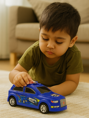 Racing Super Car Toy for Kids – Blue SUV Style Vehicle with Flashing Lights & Friction Wheels