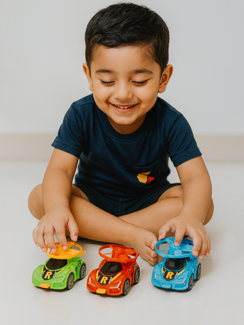 4x4 Red Propeller Car Toy – Wind-Up Racing Car with Spinning Fan for Kids