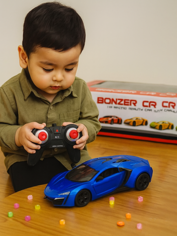 1:16 Scale Rechargeable Bonzer RC Sports Car – Remote Control Racing Car with Openable Doors – Blue
