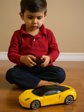 Rechargeable RC Sports Model Car for Kids – Remote Control Car with LED Lights – Available in Red, Yellow, Blue