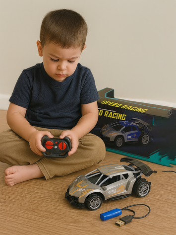 Speed Racing Remote Control Car – Rechargeable RC Toy for Kids with Realistic Design & LED Lights (3+ Ages)