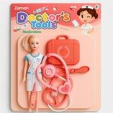 Doctor Doll Toy Set for Girls – Medical Pretend Play Kit with Stethoscope & Tools – Pink Color