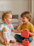 Doctor Doll Toy Set for Girls – Medical Pretend Play Kit with Stethoscope & Tools – Pink Color