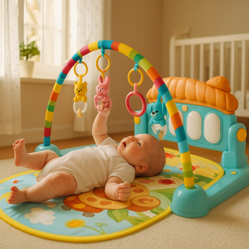 Baby Piano Fitness Rack Playmat – Musical Activity Gym with Hanging Toys and Kick Piano (0+ Months)