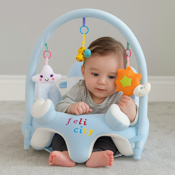 Felicity Baby Plush Support Seat with Hanging Toys – Soft Learning Sofa for 6+ Months
