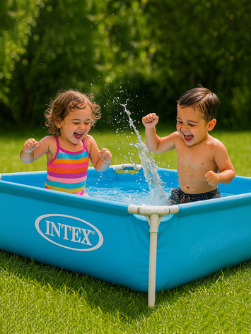 Intex Rectangular Frame Pool for Kids – Strong PVC Outdoor Swimming Pool for Home Garden – Easy Setup Summer Fun