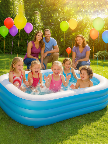 INTEX Inflatable Rectangular Pool for Kids & Family – 166 x 100 x 28 cm – Soft Bottom Outdoor Swimming Tub for Summer Fun