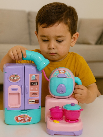 Sweet Time Kitchen Play Set for Kids – Mini Fridge, Stove & Washing Machine | Pretend Cooking Toys for Girls & Boys