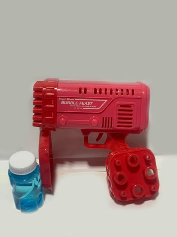 Electric Bubble Gun Machine for Kids – High Output “Bubble Feast” Toy with Bottle | Automatic Bubble Blower (Pink)