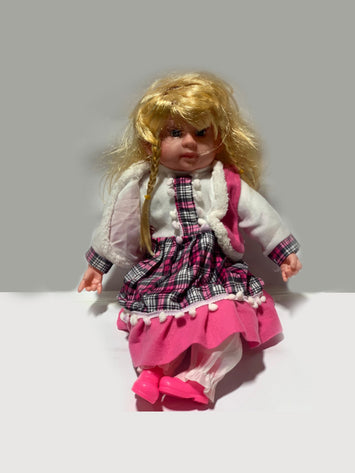 Cute Baby Girl Doll Toy with Pink Dress & Braided Hair – Soft Body Play Doll for Kids | Perfect Gift for Girls