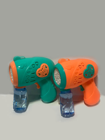Colorful Automatic Bubble Gun for Kids – Dual Pack | Fun Soap Bubble Maker Toy with Lights & Sound (Green & Orange)