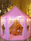 Princess Castle Tent with Lights for Girls – Indoor Kids Playhouse with Mesh Curtains & Starry Fairy Lights