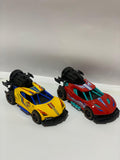 Yellow Racing Toy Car with Light & Smoke – Friction Powered Sports Car for Kids with Big Engine Look