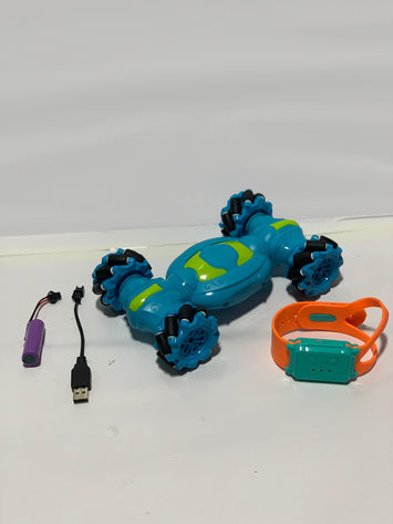 2.4GHz Remote Control Stunt Car – 360° Rotating, Dual-Sided Drift Toy with Rechargeable Battery for Kids (Blue)